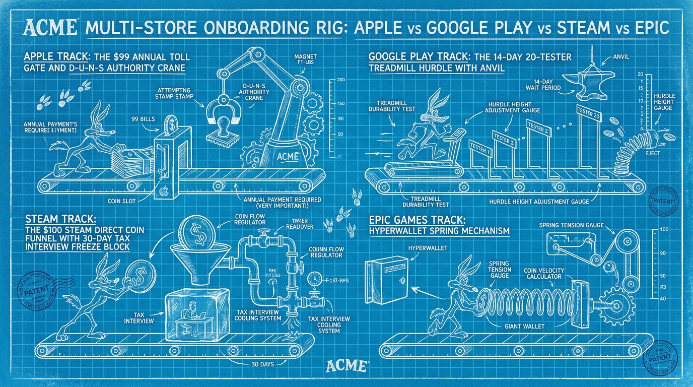 ACME Multi-Store Onboarding Rig: Apple vs Google Play vs Steam vs Epic